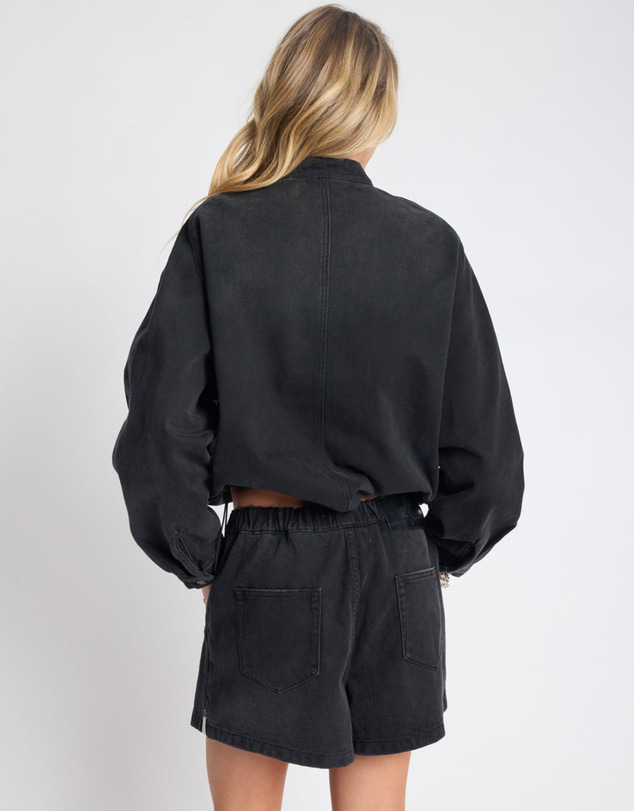 ONE TEASPOON - Harley Denim Bomber Jacket - Smokey Black