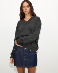 Dazie - Zara V-Neck Cotton Knit Jumper