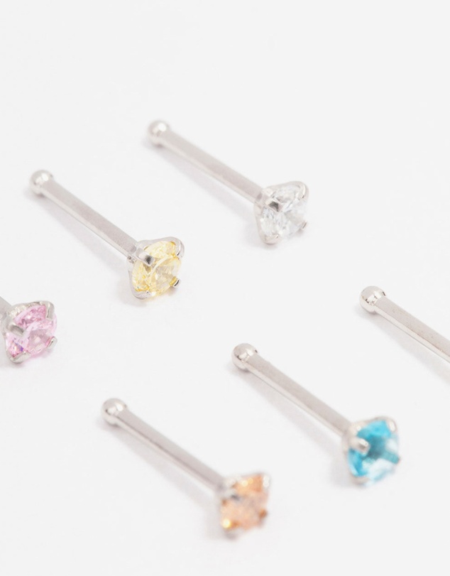 Lovisa - Surgical Steel Dainty Diamante Nose Hook 6-Pack