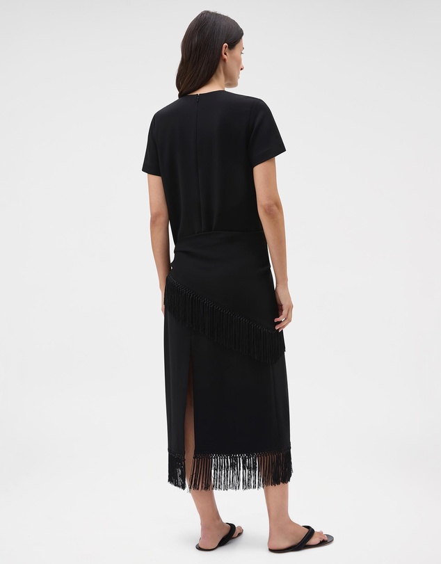 Oroton - Fringe Detail Crepe Dress