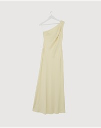 Revibe - Repaired CHANCERY Hallie Satin One Shoulder Drape Maxi Dress - AU 10