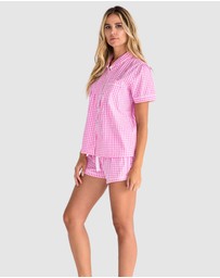 Sant And Abel - Women's Hepburn Gingham Pink Short PJ Set
