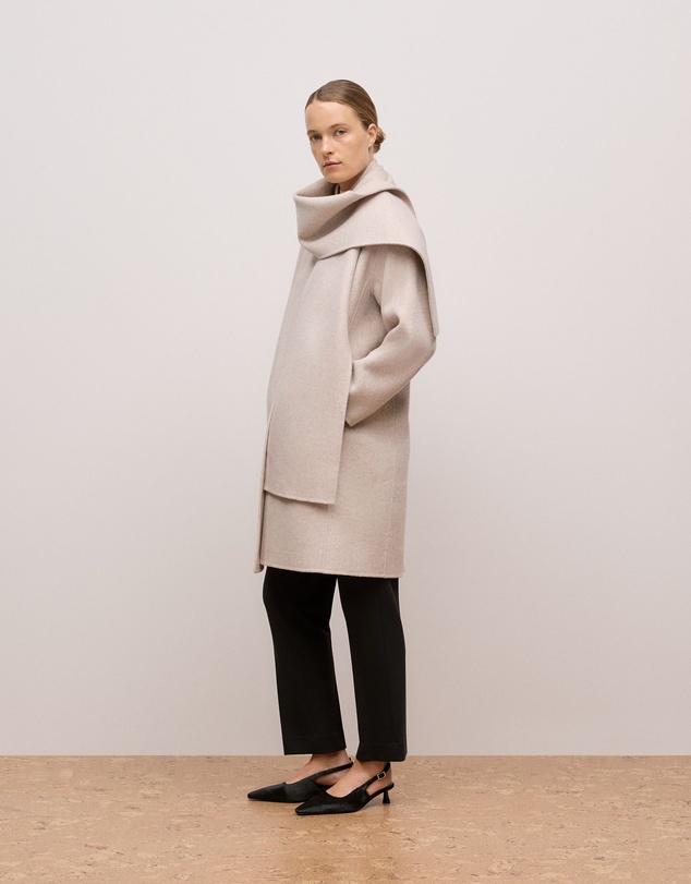 Trenery - Brushed Wool Silk Scarf Coat in Oat