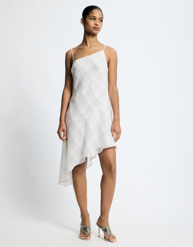 Lover - Venus Sequin Check Asymmetrical Dress