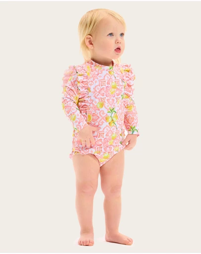 Seafolly - Lemon Tile Frill Rash Set - Babies