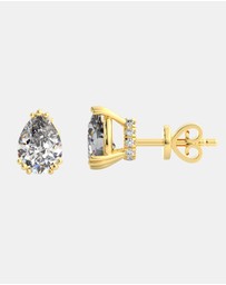 Georgini - Georgini Elegant Essentials 7mm Pear Cut Hidden Halo Stud Gold
