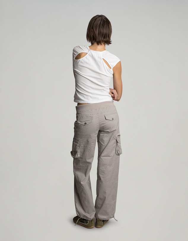 Love and Nostalgia - Little Rippa Rib Waist Cargo Pant - Taupe