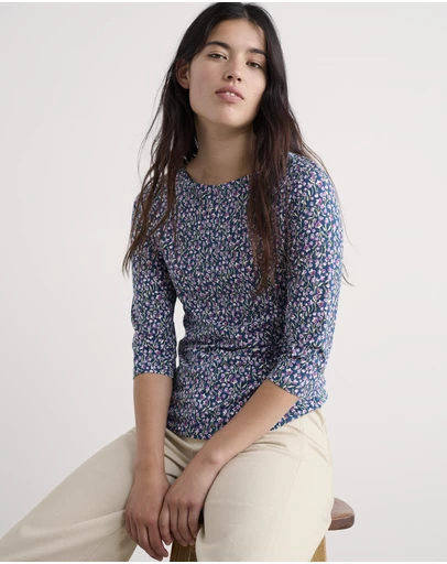 Seasalt - Seasalt Cornwall Purple Easel 3/4 Sleeve Top Jersey