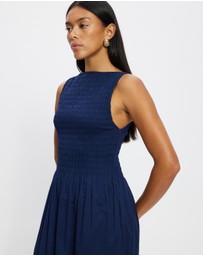 & Other Stories - Smocked Boatneck Midi Dress