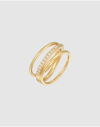 Elli Jewelry - Ring Wrap Zirconia 925 Sterling Silver Gold Plated