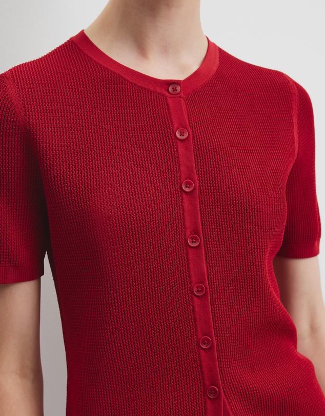 Country Road - Waffle Short Sleeve Button Knit