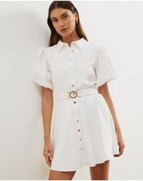 Atmos&Here - Kirrie Linen Blend Belted Mini Dress