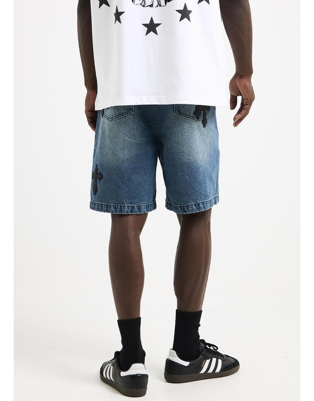 Black Noise White Rain - Armour Denim Shorts