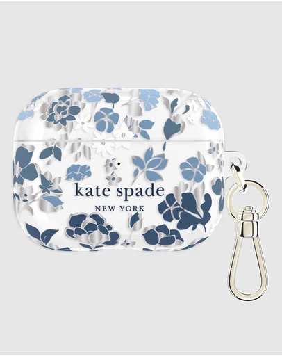 Kate Spade - Kate Spade Flowerbed Blue with Silver Clip Case for AirPod Pro 3