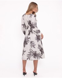 Petal & Pup - Grainne Long Sleeve Midi Dress - Black/White Floral