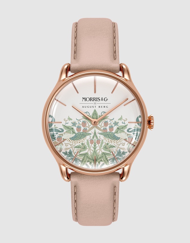 August Berg - Morris & Co 30mm Pink Strawberry Thief Dusty Watch
