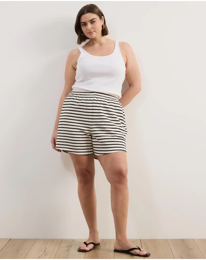 Atmos&Here Curvy - Poppy Cotton Stripe Sweat Shorts