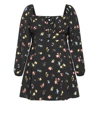 City Chic - Abbie Long Sleeve Print Mini Dress
