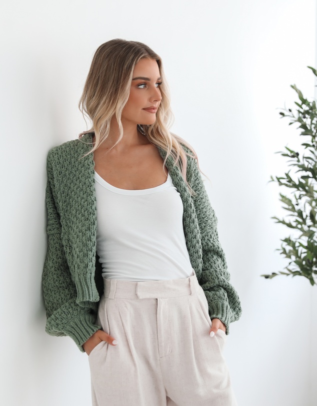 Esther & Co - Dorine Cardigan - Forest Green