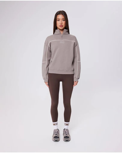 Upstate - Half Zip Pannelled Crew - Cinder