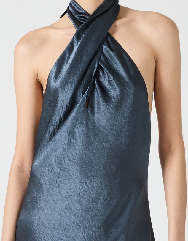 Third Form - Crush Wrap Neck Floor Length