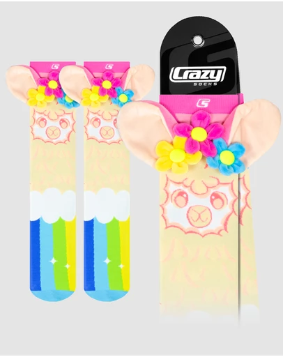 Crazy Skates - Crazy Socks Llama Flowers Knee-High Socks