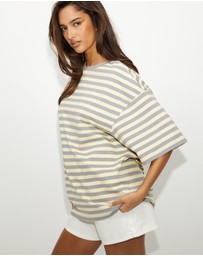Dazie - Nostalgia Stripe Oversized Boyfriend Tee