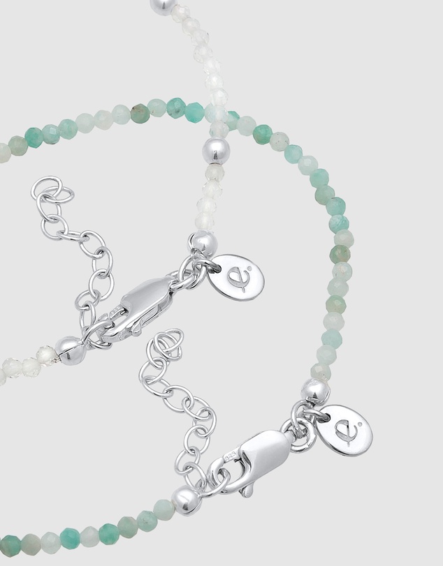 Elli Jewelry - Bracelet Set Amazonite Ball 925 Sterling Silver
