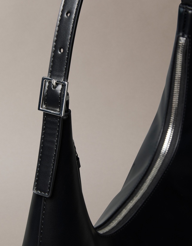 Calvin Klein - Monogram Logo Emblem Leather Shoulder Bag