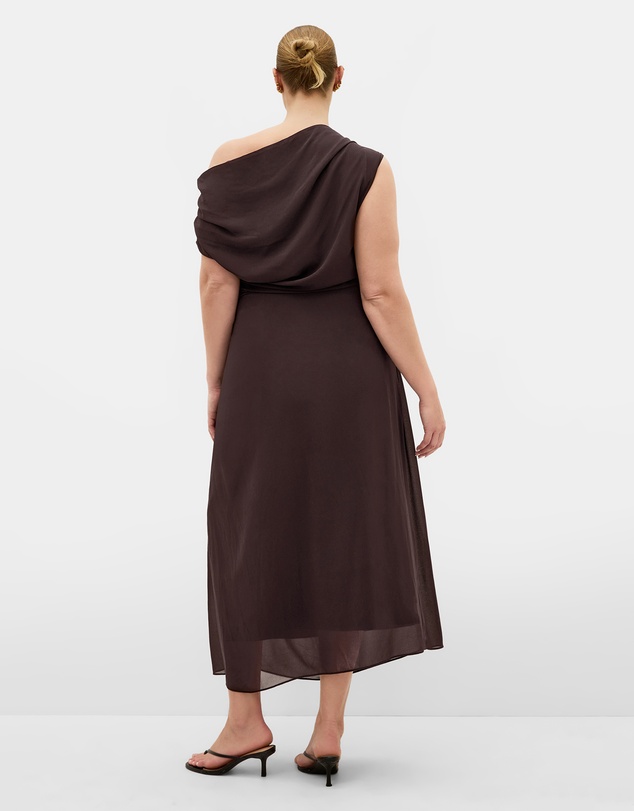 City Chic - Plus size Vivid Colour Maxi Dress - espresso