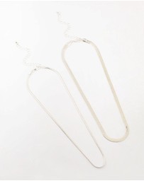 Lovisa - Silver Plated Herringbone Chain Necklaces 2-Pack