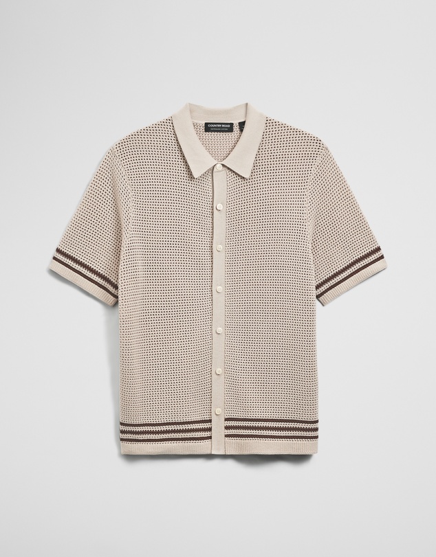 Country Road - Relaxed Fit Australian Cotton Stripe Knit Shirt