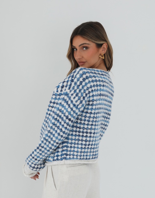 Esther & Co - Aica Cardigan - Blue Print