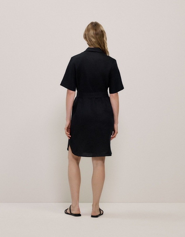 Trenery - Linen Belted Shirt Dress in Black