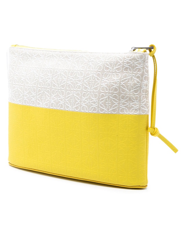Pre-Loved by Azura Reborn - Pre-Loved Repeat Anagram Jacquard and Leather Oblong Pouch