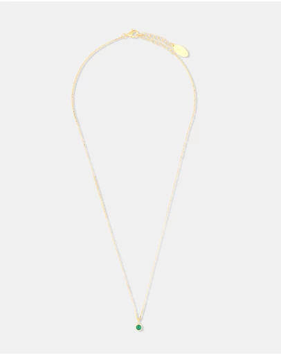 Georgini - Natural Green Agate And Diamond May Gold Pendant