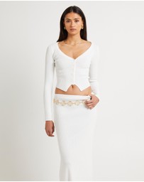 Subtitled - Kelse Knitted Long Sleeve Button Top