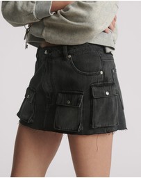 ONE TEASPOON - Sloane Low Waist Denim Mini Skirt - Faded Black