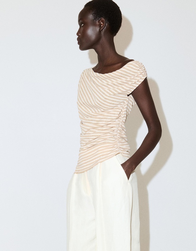 M.N.G - Draped Striped T-Shirt