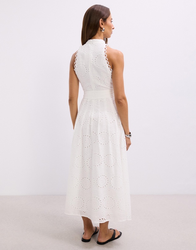 The Fated - Quinn Broderie Halter Neck Midi Dress