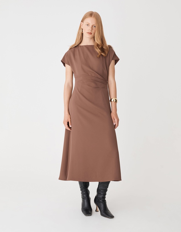 Forcast - Bianca Side Pleat Midi Dress