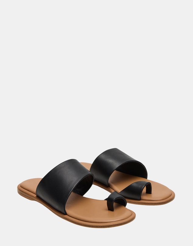 Steve Madden - Zani Black Leather Sandals