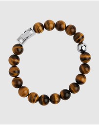 Najo - Atlas 10mm Tiger Eye & Steel Bracelet