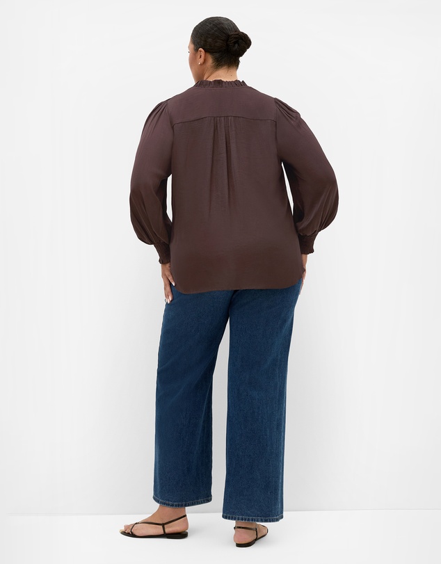 City Chic - Plus size Bringing Drama Long Sleeve Shirt - espresso