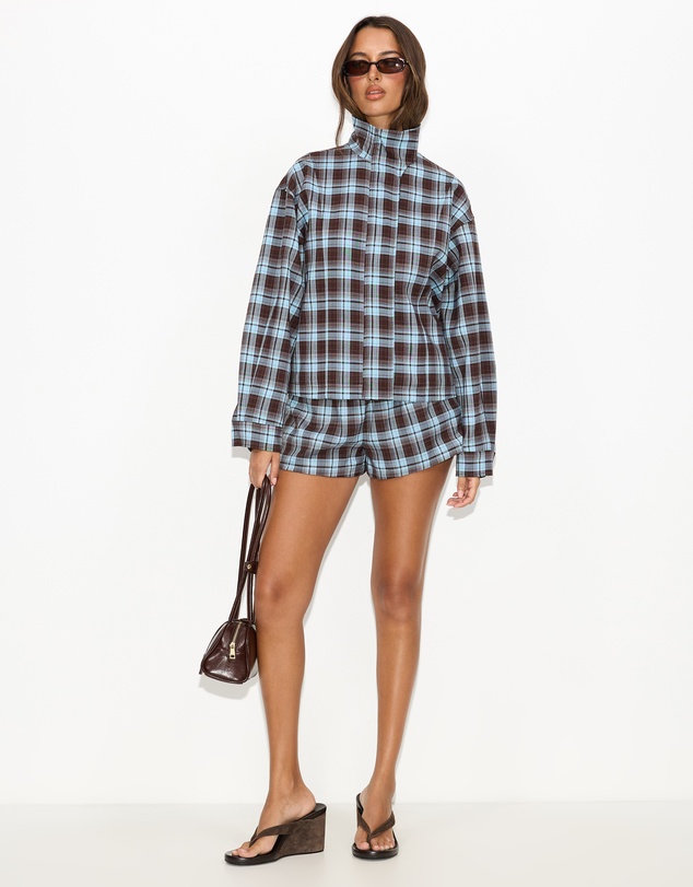 Dazie - Isla Funnel Neck Check Bomber Jacket
