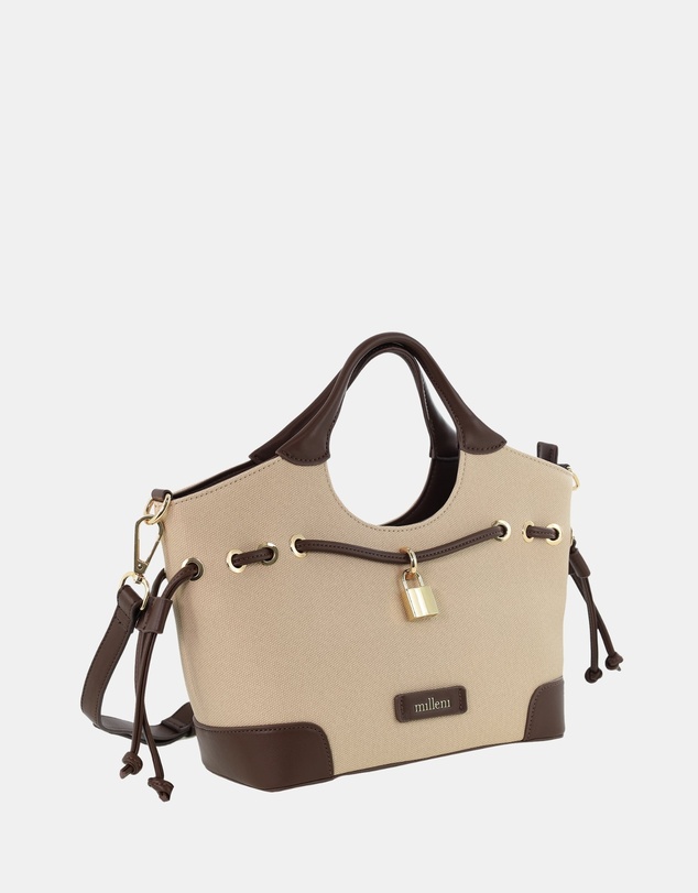 Milleni - Milleni Vegan Leather Trim Tote Bag