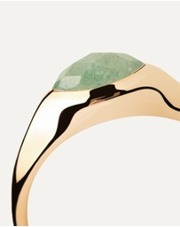 PDPAOLA - Green Aventurine Nomad Stamp Ring