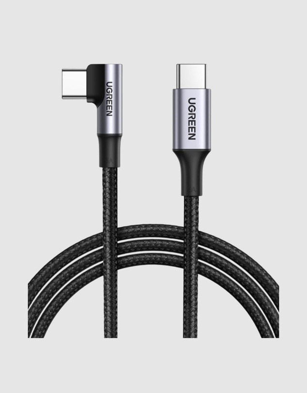 Ugreen - UGREEN 90 Degree Angle USB-C Male to USB-C Male 100W Braided Cable 2m