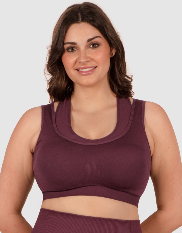 B Free Intimate Apparel - Double Racer Seamless Padded Sports Bra (B-C-D-DD-E-F-G-H) Cup