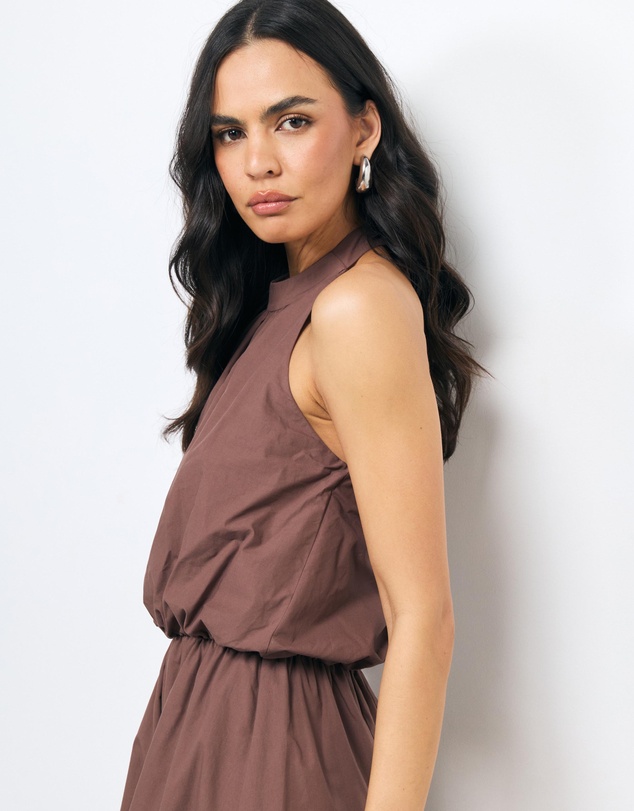 AERE - Liv Cotton Gathered Waist Mini Dress